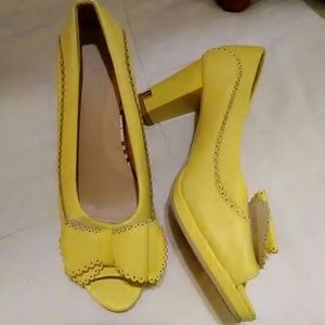 Yellow Peep Toe Chunky Heels EU 39